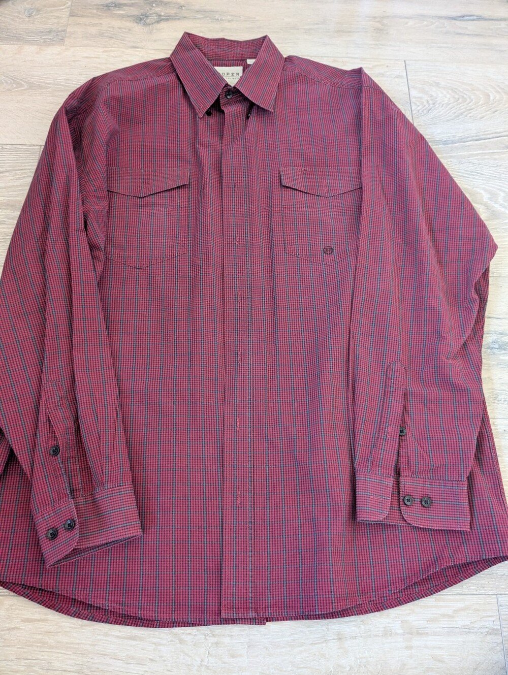 Roper Red and Black Gingham Button-Front Shirt Size XL Cowboy Western